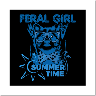 Raccoon Feral Girl Summer Posters and Art